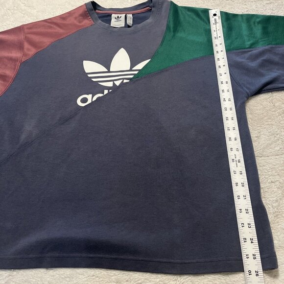 Adidas Originals M Trefoil Bold Club Spliced Tricolor Tee Blue Green Red Shirt - Picture 4 of 13
